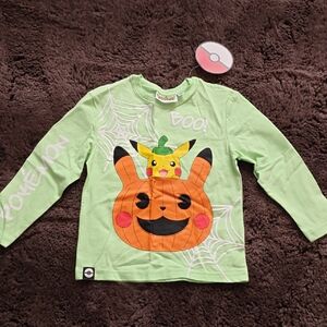 Pokemon Light Green Pikachu Long Sleeve Tee